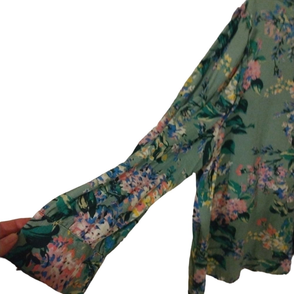 Lauren Conrad Floral Button Accented Peasant Top Plus Size XXL - Picture 5 of 11